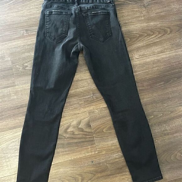 MOTHER The Looker Crop Skinny Jeans Black Denim Women's Size 25 Five-Pocket - Picture 3 of 11